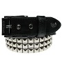 Riem met 3 rijen piramide studs zilver - Riem met 3 rijen piramide studs zilver -